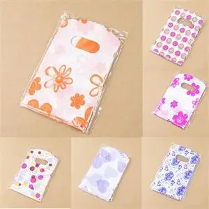 

100pcs Pretty Mixed Pattern Plastic Gift Bag Packaging Bags Note Holder Stationery Organizer 14X9CM