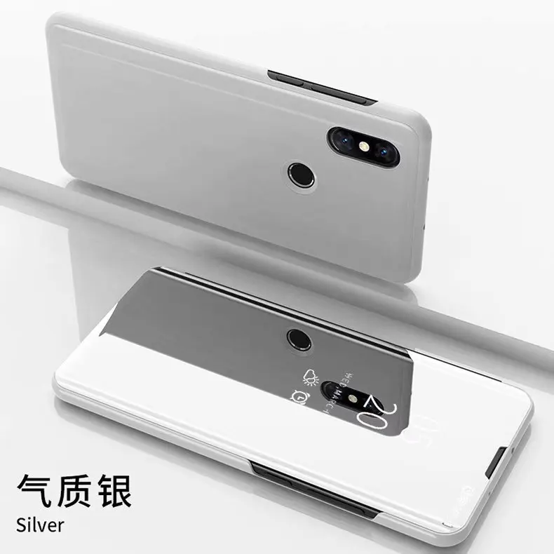 Серебристый Чехол mi x 3 mi rror для Xiaomi mi x 3, чехол mi ror Smart Clear View, кожаный флип-чехол mi x3, чехол для телефона - Цвет: Серебристый