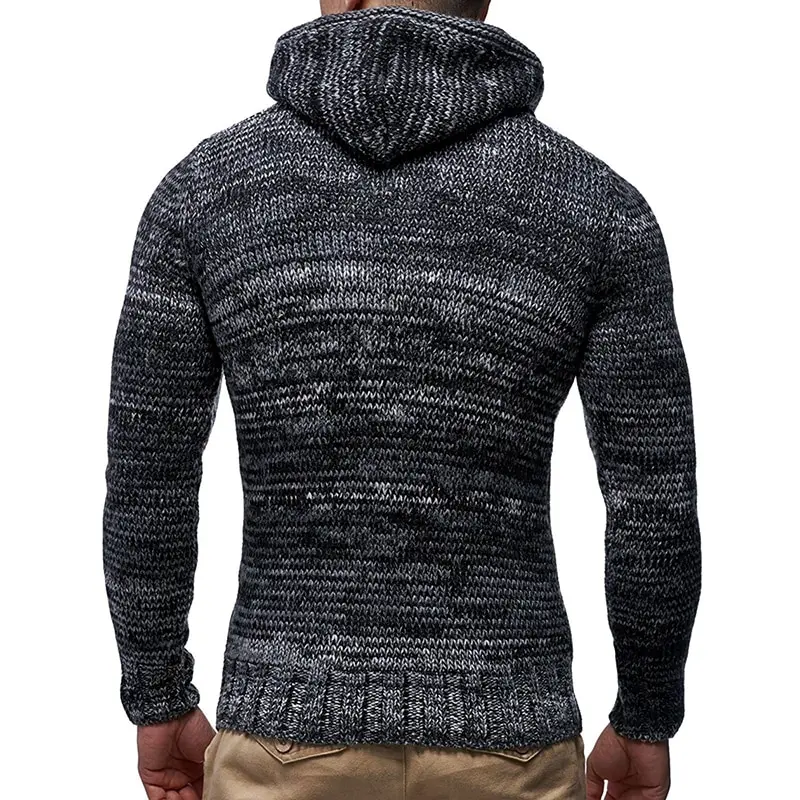 SHUJIN, вязаный свитер большого размера, мужской осенний модный однотонный свитер, мужские свитера,, повседневная водолазка, верхняя одежда, пуловер с капюшоном, свитер