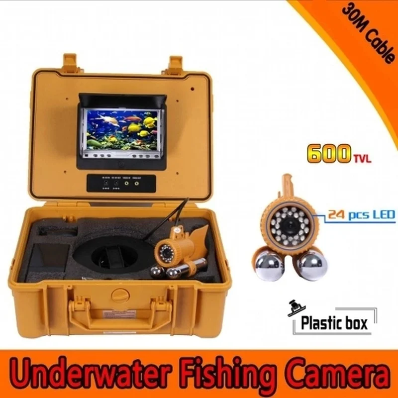 

7" TFT LCD Monitor 600TVL Underwater 24pcs White LEDs Fishing Camera Fish Finder 30M Cable