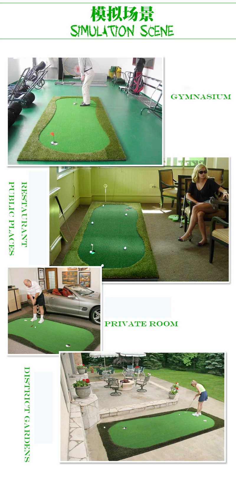 PGM 3.3ft*9.84ft Indoor Golf Putting Green Trainer Golf Putting Mat Artificial Turf Golf Putting Training Aids Equipment