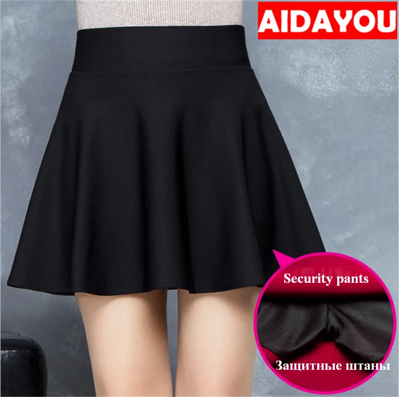 

SKirts Women Knee Length Skirt Aline Hula Blace Carve Design Plus Size Skirt with Security pants inside Korean ouc350