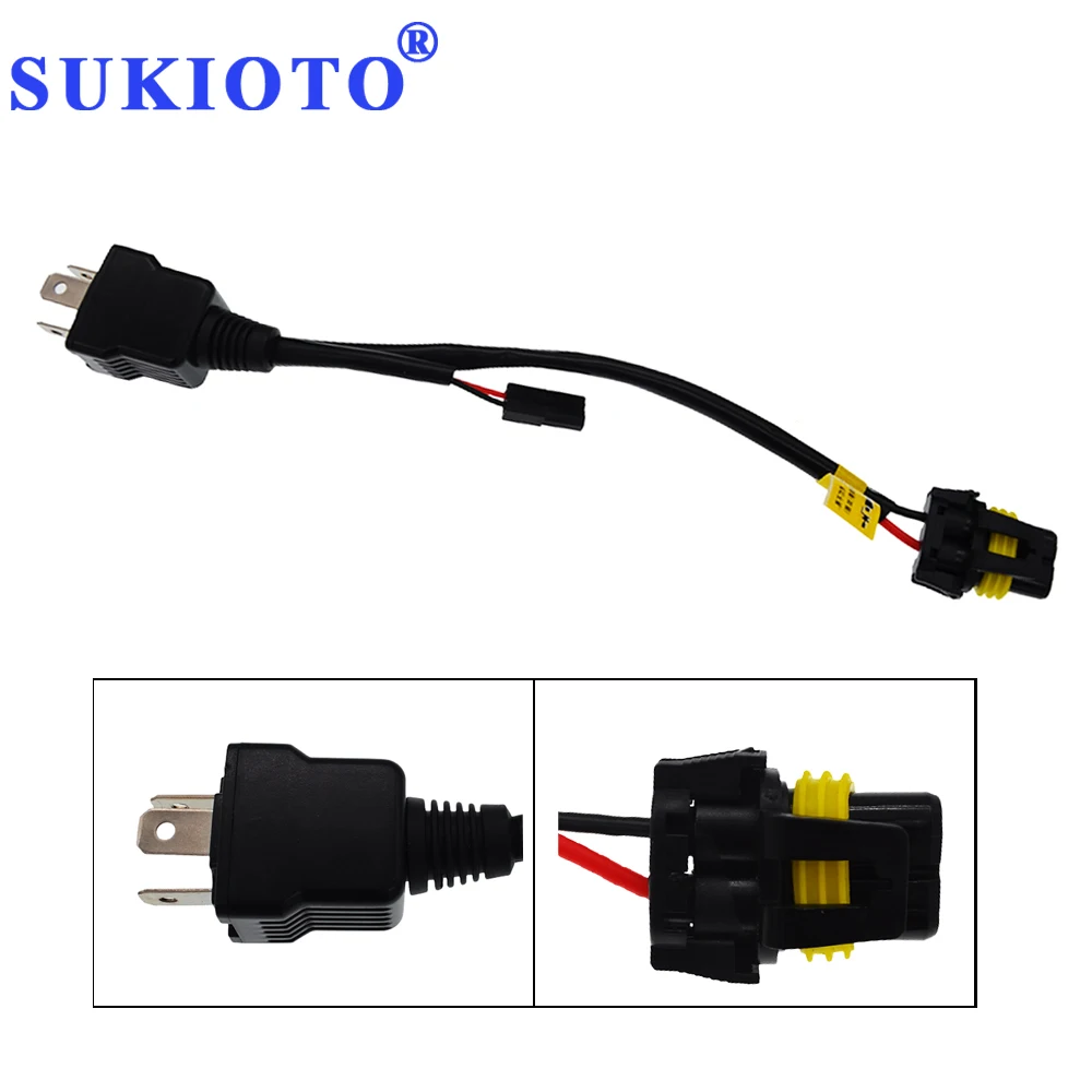 

SUKIOTO 20PCS Bixenon H4 Controller Relay Harness Socket Extend Cable HID Projector Lens 35W 55W h4 hi / lo xenon control Wire
