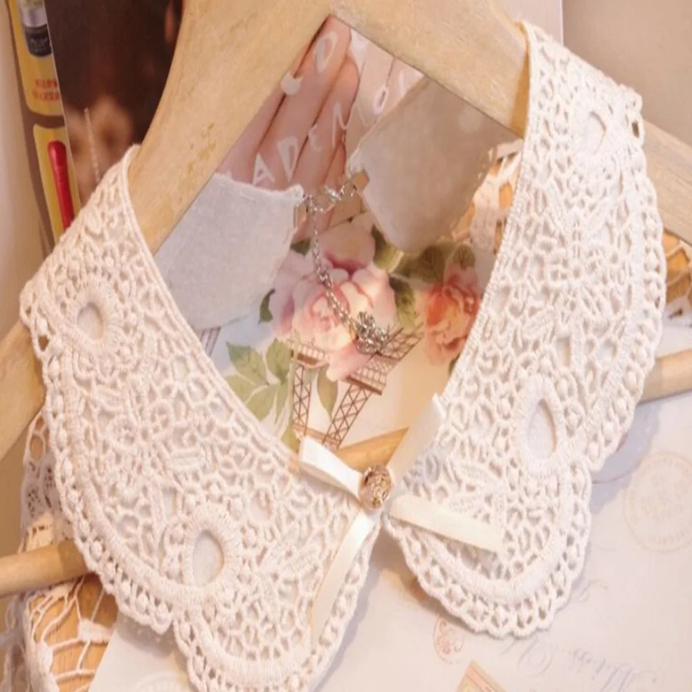 

Korean Version Cute Lace White Cotton Detachable Collars False Collar Ladies Fake Collar Decorative Neck Tie Women Necktie Gift
