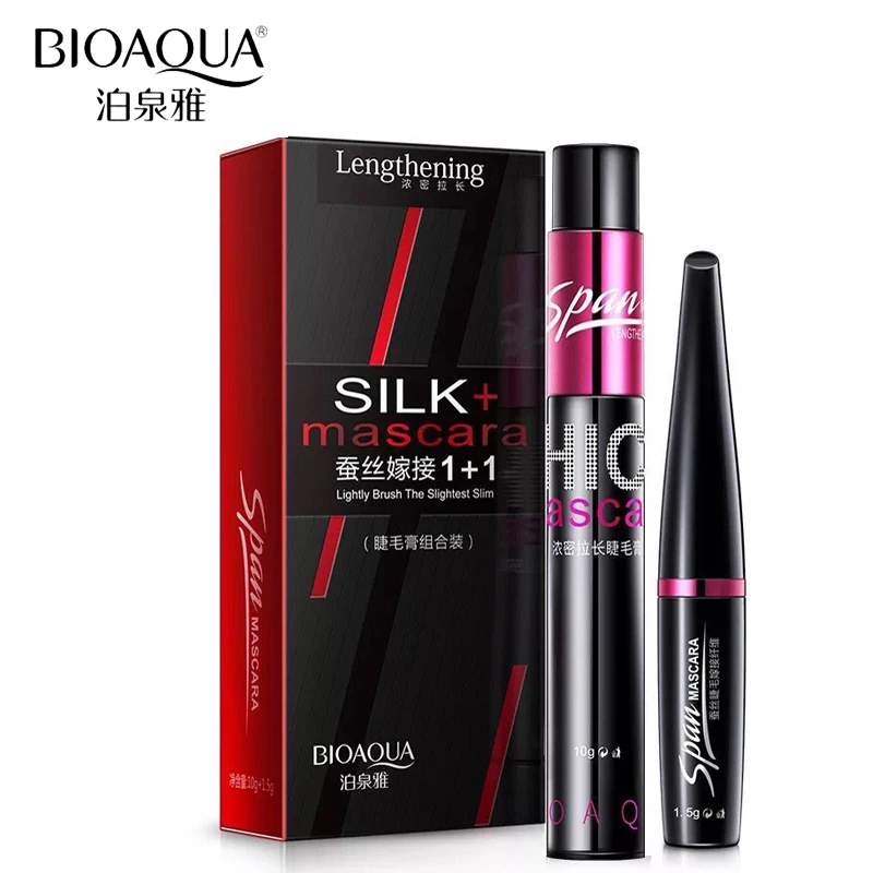 

BIOAQUA Brand 2pcs/lot Black Silk Mascara Makeup Set Eyelash Extension Lengthening Volume 4D Fiber Mascara Waterproof Cosmetics