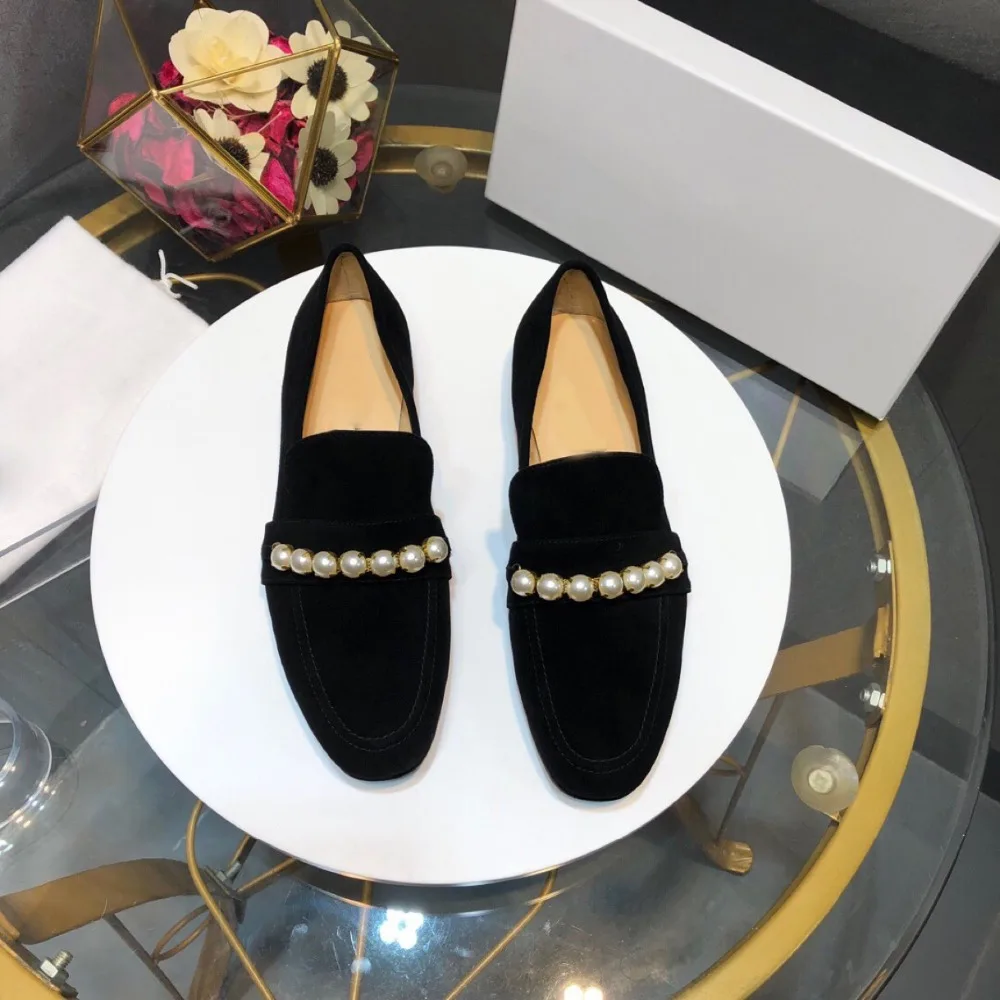 

Kmeioo 2019 New Brand Shoes Woman Loafers With Pearl Round Toe Flats Office Ladies Mules Genuine Leather Shoes For Women Dress .