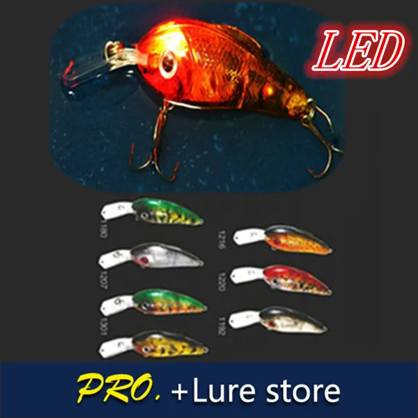 Free shipping 4pcs/set 70mm 17g plastic electronic fishing lure lighted lure crank bait lighted