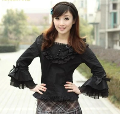 ruffle novelty customized blouse quarter victorian cotton three shirt