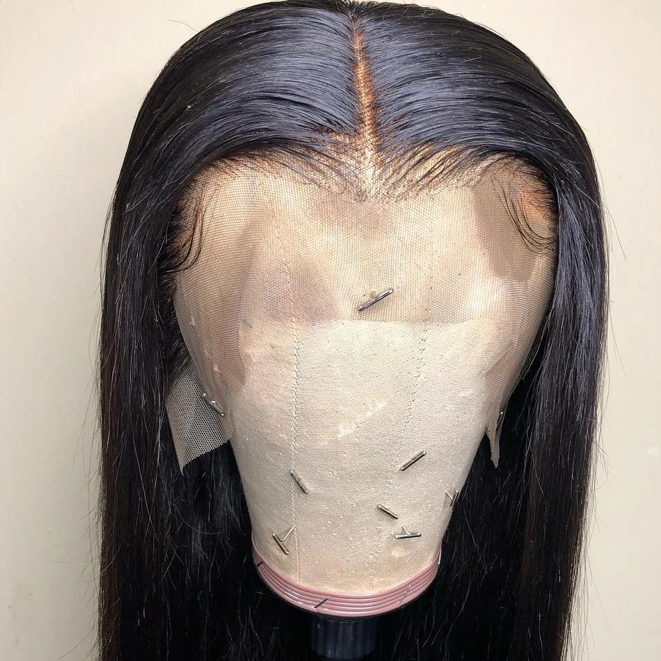 28 30 pulgadas 360 peluca Frontal de encaje 250 densidad brasileña recta peluca Frontal de encaje Pre desplumado pelucas de cabello humano virgen para las mujeres negras