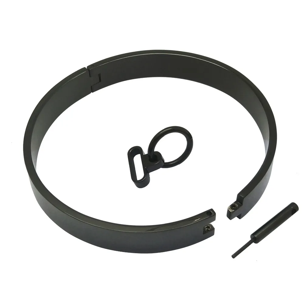 Metal Choker Necklace polished stainless steel black slave lockable collar choker necklace fetish wear torque with bondage restraints set