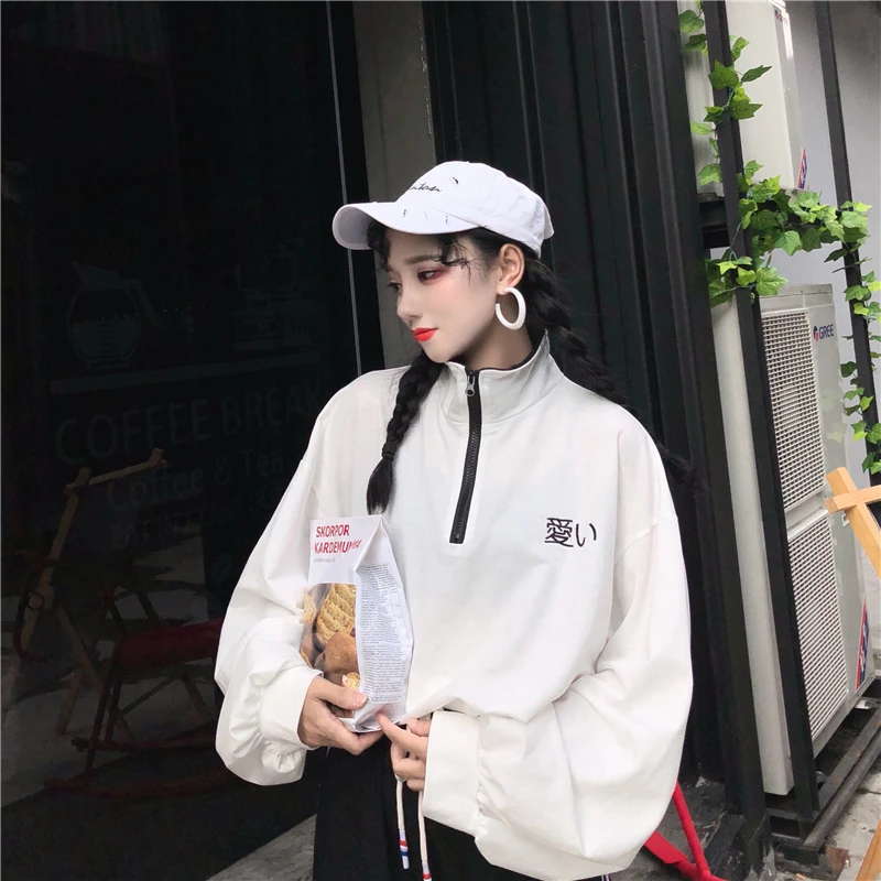 Женские футболки с длинным рукавом Harajuku, свободная одежда унисекс для пар, простая универсальная Корейская стильная женская одежда для отдыха с отложным воротником