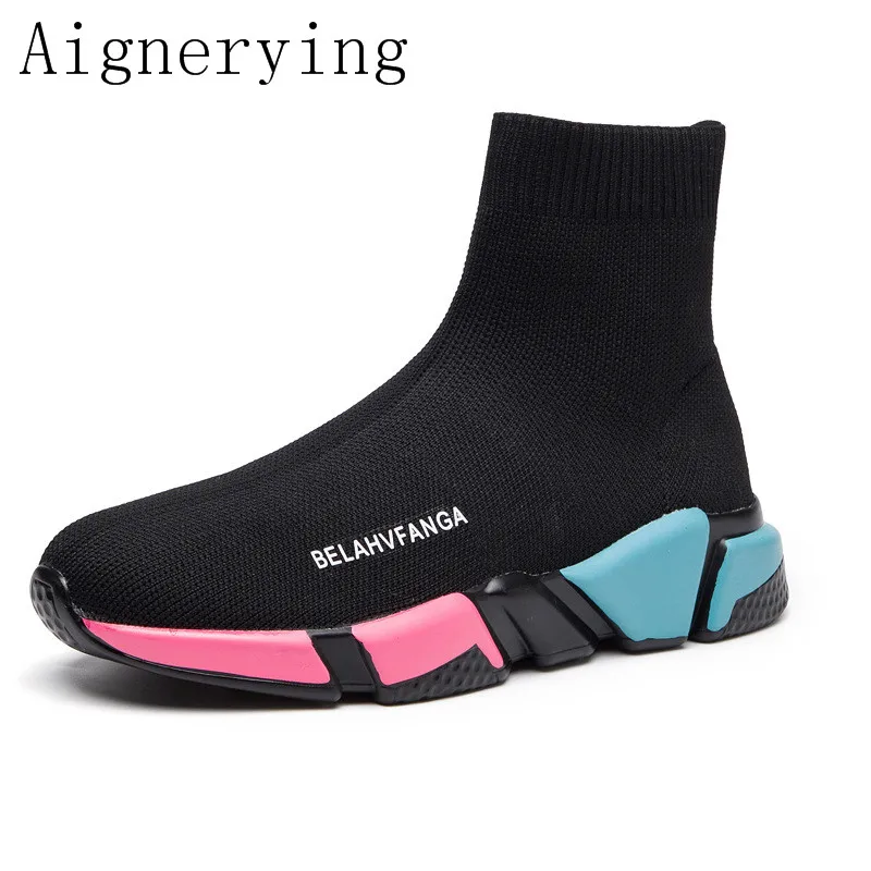 

Sock Boots Woman Hided Wedge Platform Female Casual Shoes New Wedge Lady Knitting Short Ankle Platform Runing Shoes