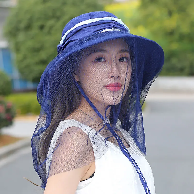 2017 New Women Floppy Hat Lady Anti uv Summer Sun Hat Veil Wide Brim