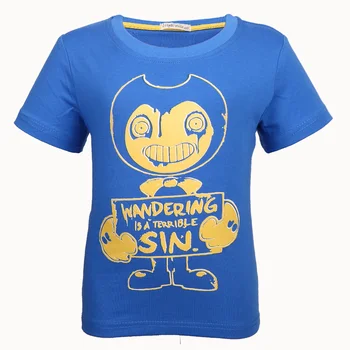 

2019 Kids Cartoon Bendy Game Print Tees Top Costume For Boys Summer Shirt Clothing Girls Clothes Children T-shirts Baby T Shirts