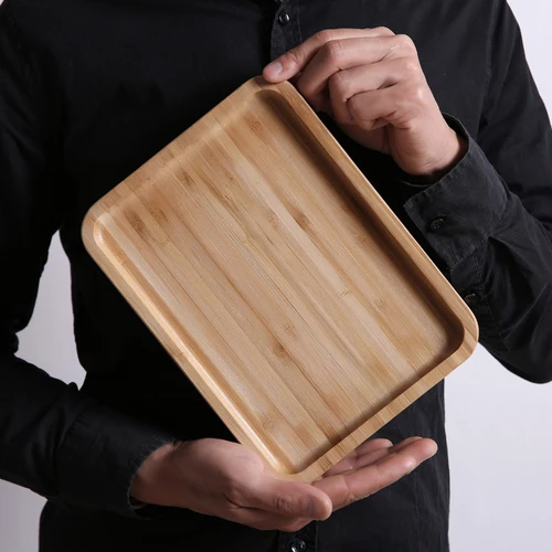 Direct bamboo wooden pallets solid wood tray rectangular bamboo tray wooden tray disc tea tray barbecue snack cake wooden plate - Цвет: 24x18