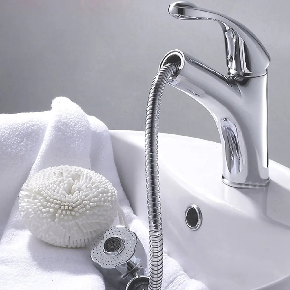  New Adjustable Kitchen Bathroom Wash Basin Faucet Retractable Handheld Spring Tap - 32963424115