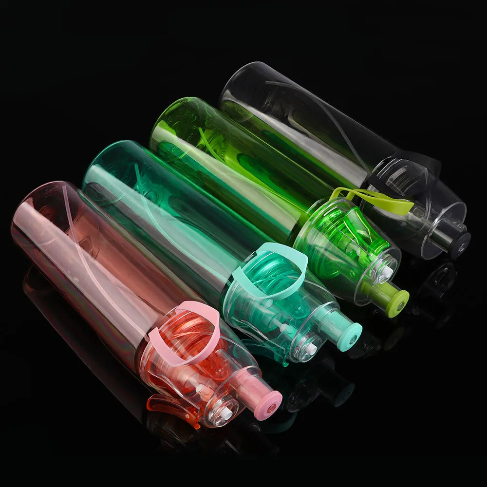 

600ML Sport Cycling Mist Spray Water Gym Beach Bottle gourde Leak-proof Drinking Cup crystal water bottle
