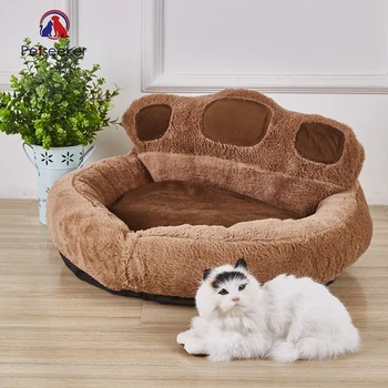 

Pet Dog Bed Cute Coral Fleece High Back Design Bear Palm Small Dog Puppy Cats Nest Warm Soft Breathable Bed Mats