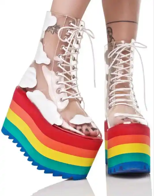 rainbow platform shoes