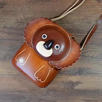 

Female handmade genuine leather women messenger Bag animal cartoon cute small bag cowhide handmade bags