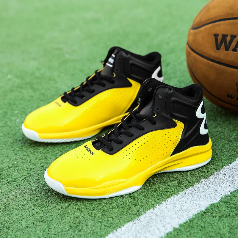 

30%OFF Big Size Yellow High Top Retro Basketball Shoes Air Breathable Cushion Boots Outdoor Sport Sneaker Zapatillas Baloncesto