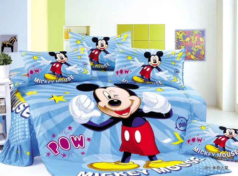 

blue mickey mouse comforter bedding sets twin single size bedspread duvet covers sheets cotton 400TC Children's boy's home decor