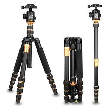 

15kg load Kamerastativ Q666C Professional tripod carbon fiber digital video dslr camera tripod monopod with panorama ball head