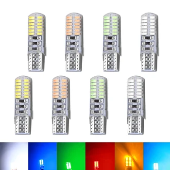 

100pcs T10 4014 24LED W5W Car Side Wedge Clearance Light Tail Light Reading Light Car indicate Lamp White Yellow Red Blue