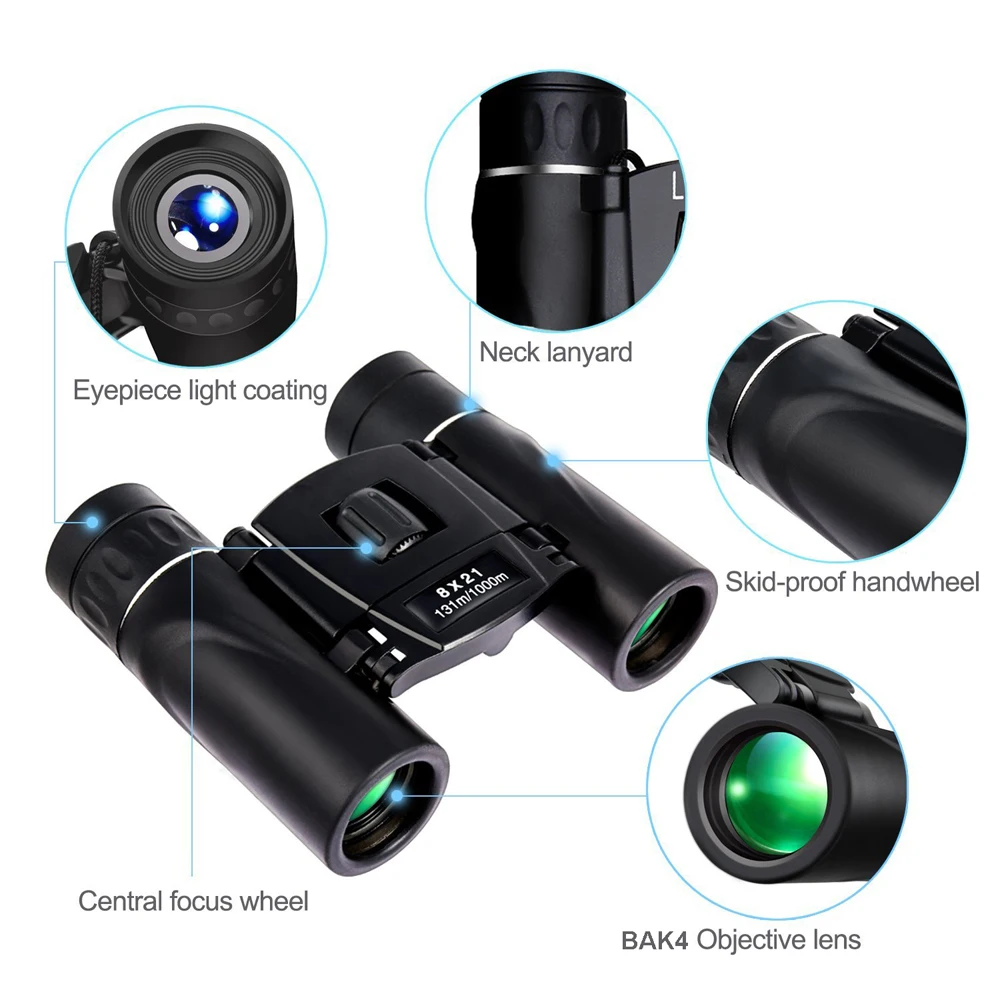 Buy APEXEL Mini 8x21 Zoom Binocular Long Range 3000m Folding HD Powerful Telescope BAK4 FMC Optics Hunting Sports Camping Hiking