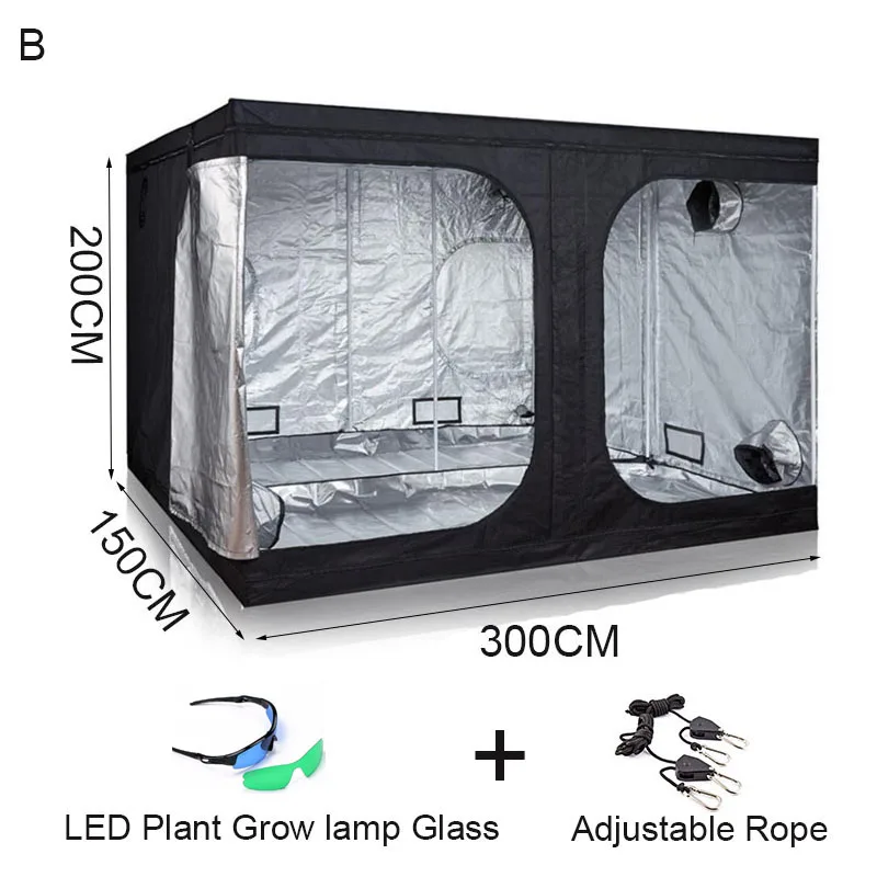 BEYLSION 300*150*200 см 1680D тент теплицы шатер для гидропоники Grow Light Запчасти Крытая гидропоника, шатер для выращивания в помещении для выращивания растений, для теплиц - Цвет: With Glass