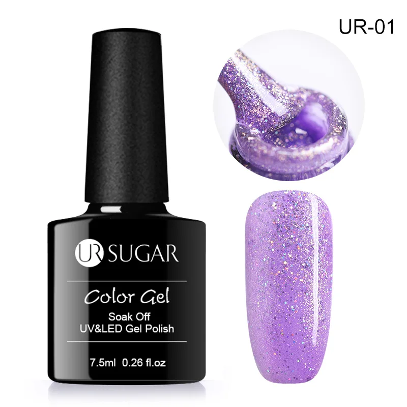 UR SUGAR 7.5ml Shimmer Glitter Gel Nail Polish Brown Pink Color Nail Art Gel Lacquer Soak Off UV Gel Varnish Matte Effect Gel - Цвет: Iridescence 1