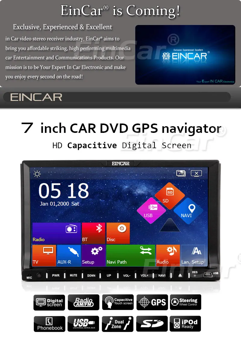 Best Navigator Radio 2 Din win8 Car DVD Player Logo Receiver System CD iPod FM Sub Music MP5 MP3 8GB GPS Map Stereo PC 4