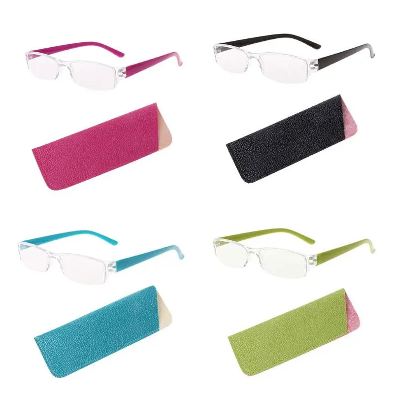 

Hot New Unisex Lightweight Clear Slim Fashion Rimless Reading Glasses 1.00-4.00 Diopter Eyewear With Leather Case