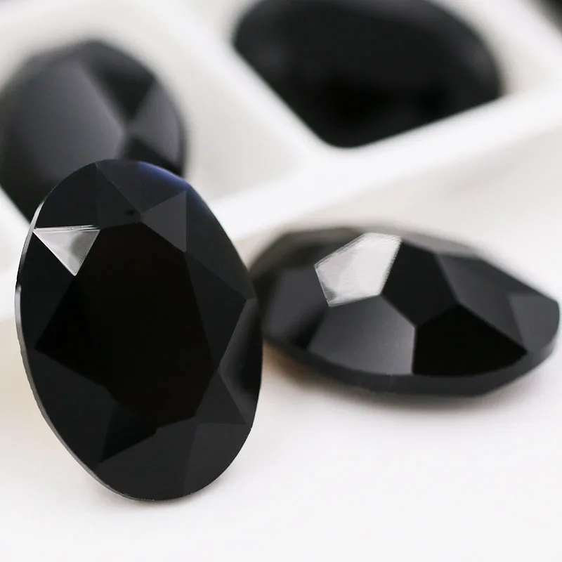 Кристалл овальной формы стекло клей стразы для дизайна ногтей одежда ожерелье аксессуары - Цвет: Black