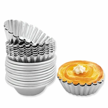 

10pcs Cake Aluminium Alloy Tart Mould Baking Tool Cupcake Egg Tart Fruit Tart Mold 7Cm Diameter 301-0272