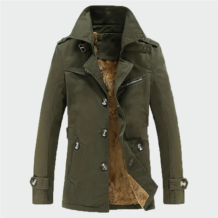 Зимнее Мужское пальто Модные флисовые толстые теплые шерстяные пальто осеннее пальто мужские шерстяные куртки из смешанной ткани мужская брендовая одежда ML230 - Цвет: Army Green
