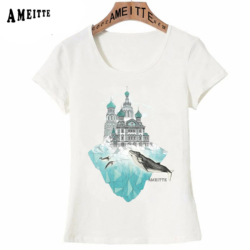 

Winter wonderland Saint Petersburg Print T-Shirt Feminine Hipster Casual Tees Summer Women t-shirt Watercolor Art Girl Tops