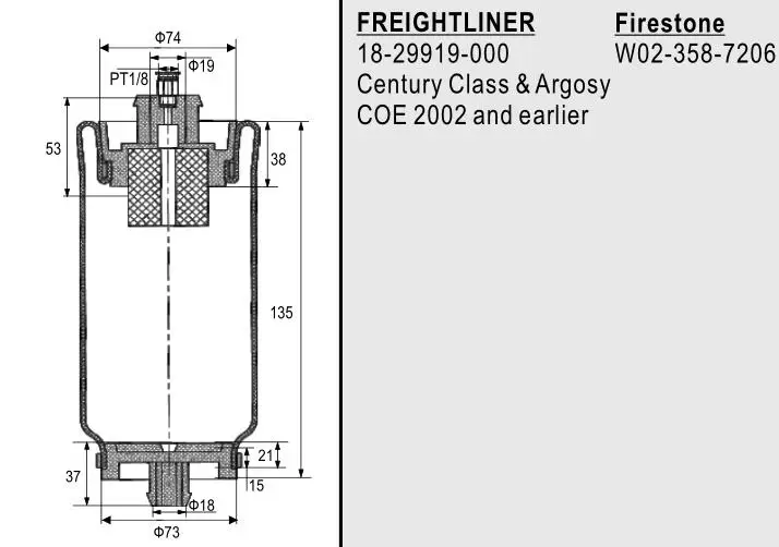 FREIGHTLINER CENTURY /& ARGOSY 2002 EARLIER CAB AIR RIDE SPRING 18-29919-000