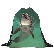 ISHOWTIENDA Дельфин 3D печать модные женские вечерние сумки на шнурке рюкзак для путешествий мужские сумки Bolsa Feminina Mochila# WL