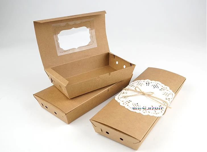 Download Kraft Paper Box With Open Window Food Sushi Snack Biscuit Boxes Cookies Salad Packaging Take Out Box 100pcs Lot Gift Bags Wrapping Supplies Aliexpress