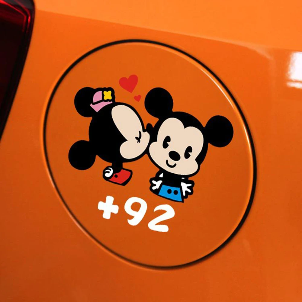 

Etie Cute DIY Car-styling Mickey Minnie Mouse Kiss Fuel Cap Sticker Decal Car Accessories for Motorcycle Polo Golf Skoda Opel