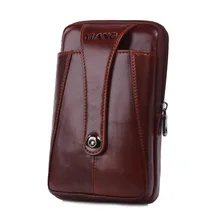 Мужской пояс из натуральной кожи, поясная сумка из воловьей кожи с кнопками, кошелек для 6 дюймов, чехол для сотового телефона, чехол для сигарет, крючок для кожи, поясная сумка