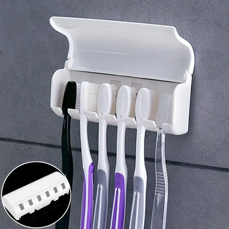 

Home Bathroom Toothbrush SpinBrush Suction Holder Mount New Family Storage Box Modern Toothpaste Worker Storage