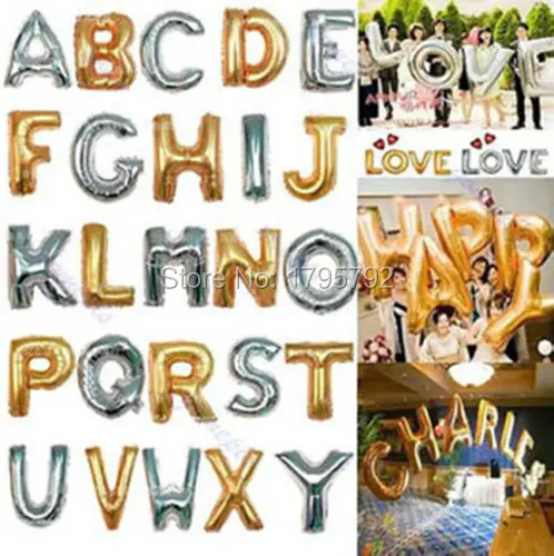 

Wholesale 16inch Gold Silver alphabet Letter Digit Helium Foil Ballons Birthday Party Wedding Decorations Event Party Supplies