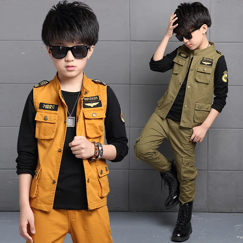 

2017 new children's clothing boys suit spring Korean casual sports children's children's suit vest three-piece