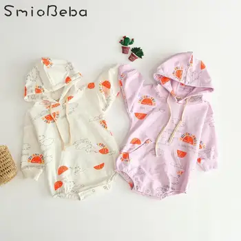

2019 Autumn Baby Floral Romper Girl Baby Rainbow Large Pocket Uniform Newborn Jumpsuit Para Recien Nacidos Korean Bodysuit Kids