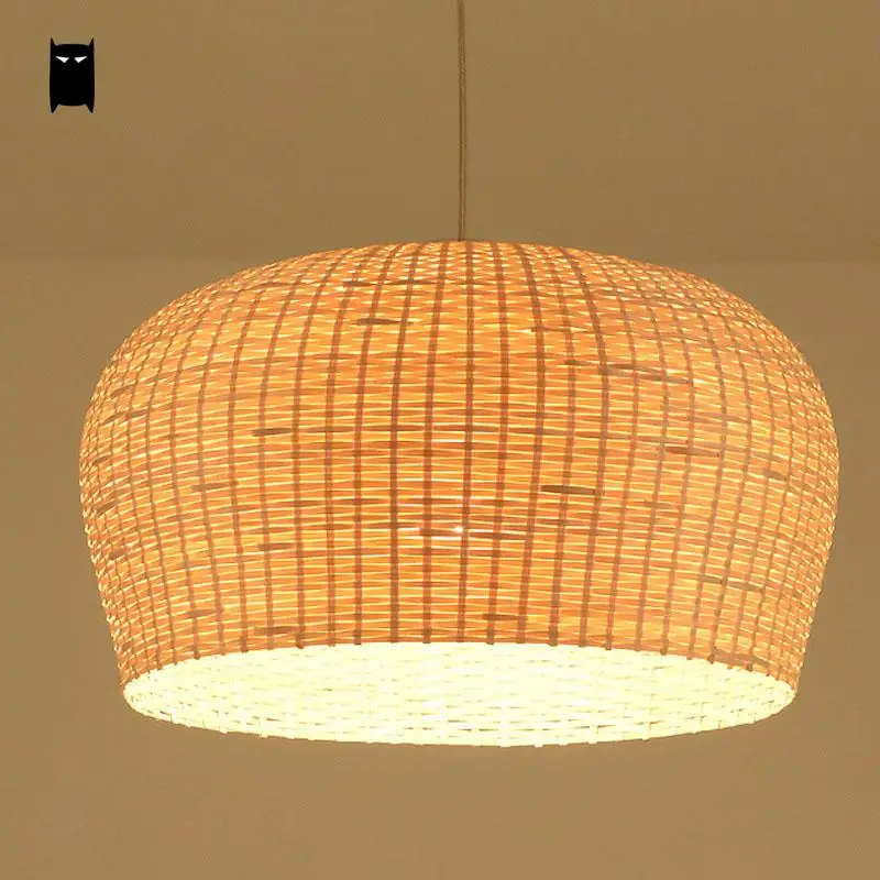 Bamboo Wicker Rattan Shade Pendant Light Fixture Asian Japanese Tatami Hanging Lamp Avize Luminaria Dining Table Room Restaurant 3 2