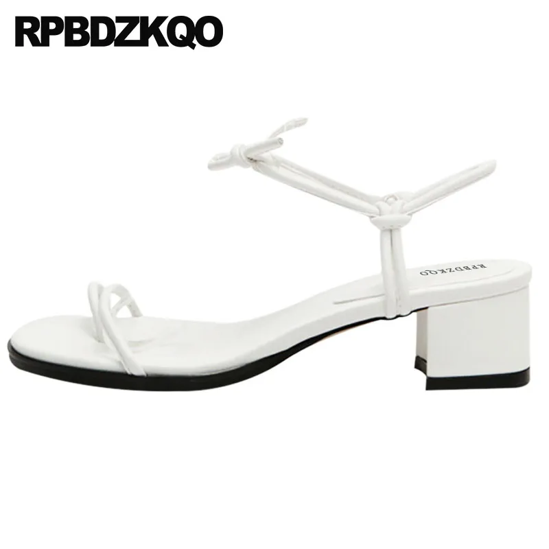 Aliexpress.com : Buy Women Sandals 2018 Summer Toe Ring White Chunky Lace Up Open Fashion Ankle 