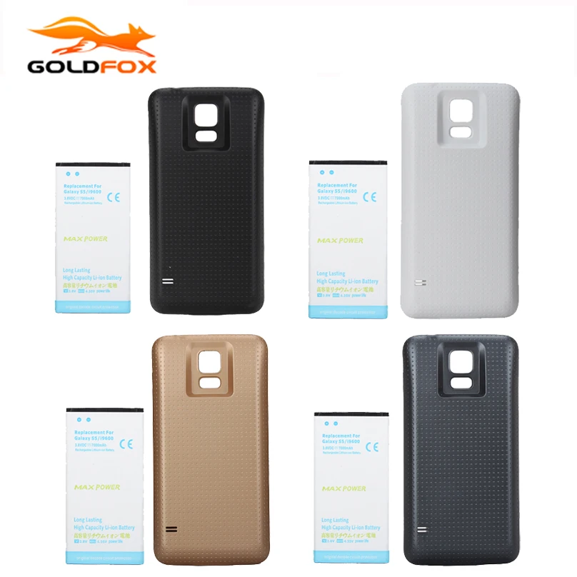 

High Capacity 7000mAh Battery For Samsung Galaxy S5 i9600 G9008V 9006v 9008W 9006W Mobile Phone Battery + 1pc Back Case Cover