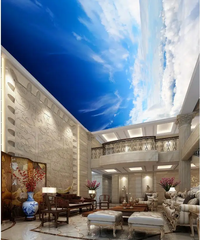 Blue sky ceiling frescoes 3d room wallpaper landscape ceilings Home